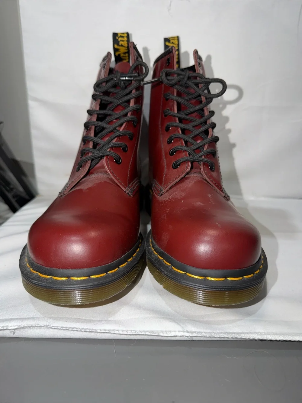 Dr. Martens 1460 Smooth Leather Lace Up Boots Burgundy Leather Boot Cherry Red